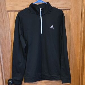 Mens Adidas Black and White Quarter-Zip Top